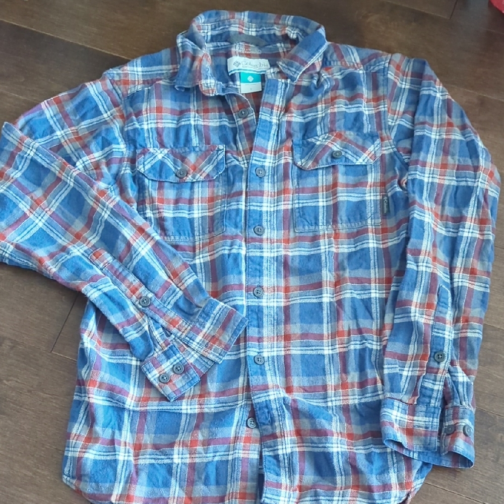 Columbia Plaid Blue and Red Men's Shirt